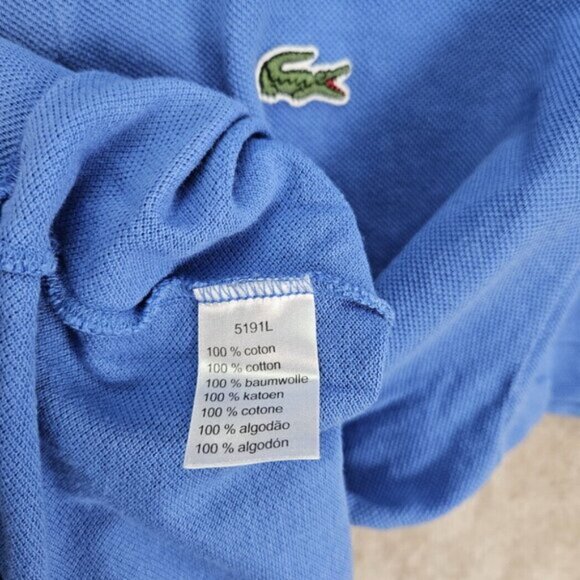 Lacoste Golf Polo Shirt Crocodile Logo Blue 100% Cotton Short Sleeve Mens Size 5 - Picture 8 of 10